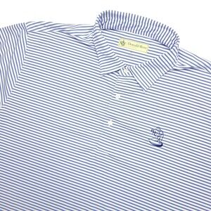 Donald Ross Polo Shirt Mens 2XL Blue Stripe Golf Performance Lightweight Top